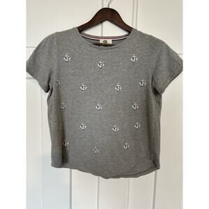 Lili's Closet Short Sleeve Women's Nautical Anchor Top Medium M Gray